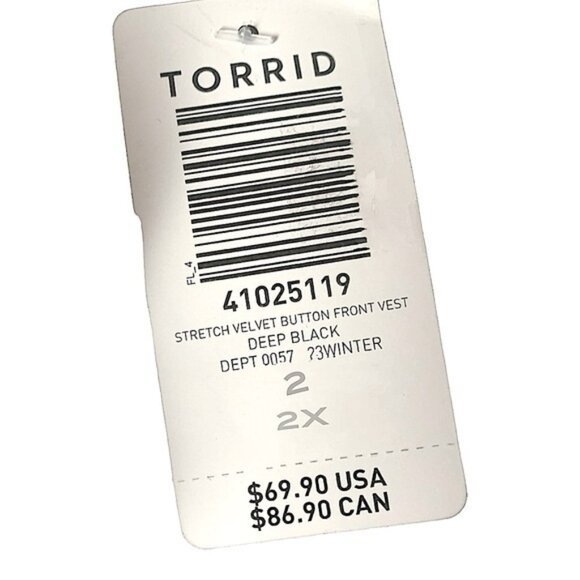 TORRID Stretch Velvet Button‎ Front Vest NWT - Picture 7 of 7